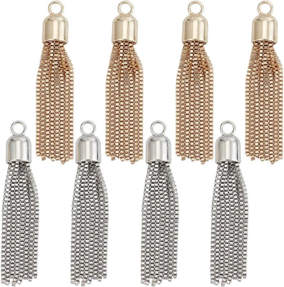   - 8 stuks kwast hangers in 2 kleuren voor boekenleggers, messing hangers met lusjes voor sleutelhangers, oorbellen en armbanden - sieraden maken en decoratie cadeau
