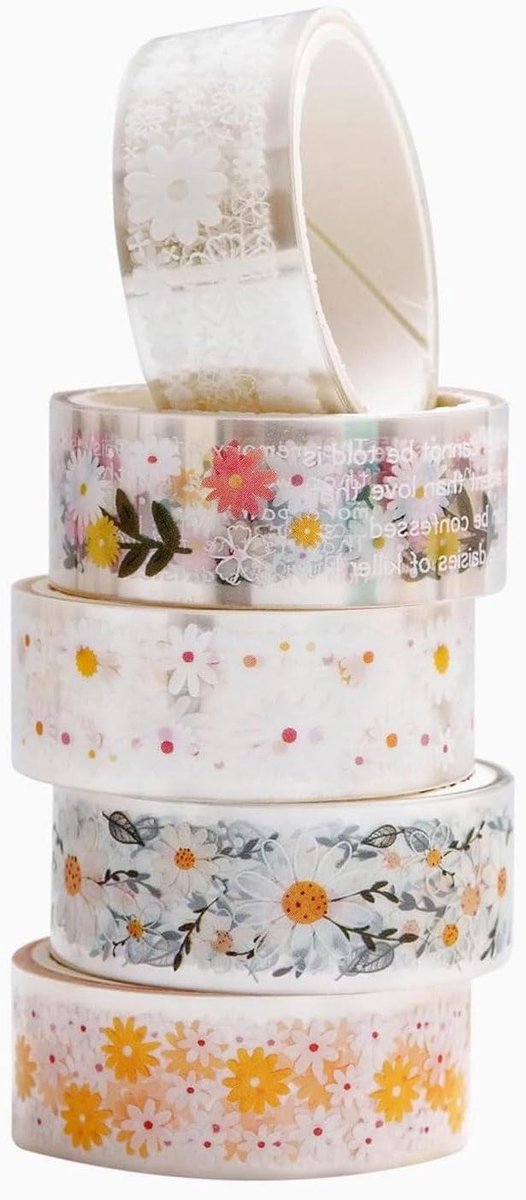   - Decoratieve washi tape set - Maskering en knutselbenodigdheden - Bullet journal - Creatieve hobbys - 15 mm x 4 m, 5 rollen