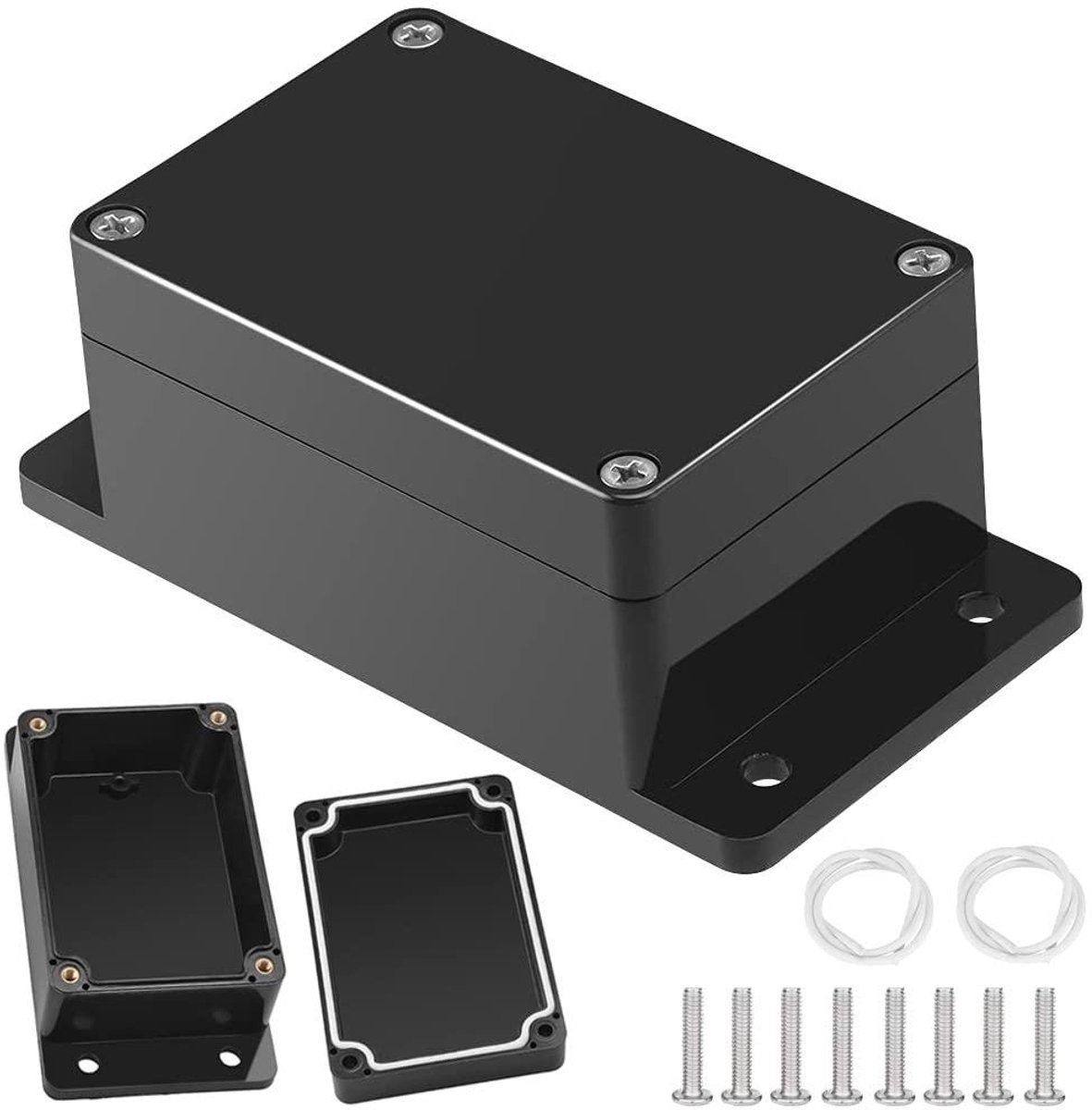 Inovra - Elektronische behuizing aansluitdoos - 2 stuks - zwart - stofdicht - binnen- en buitengebruik