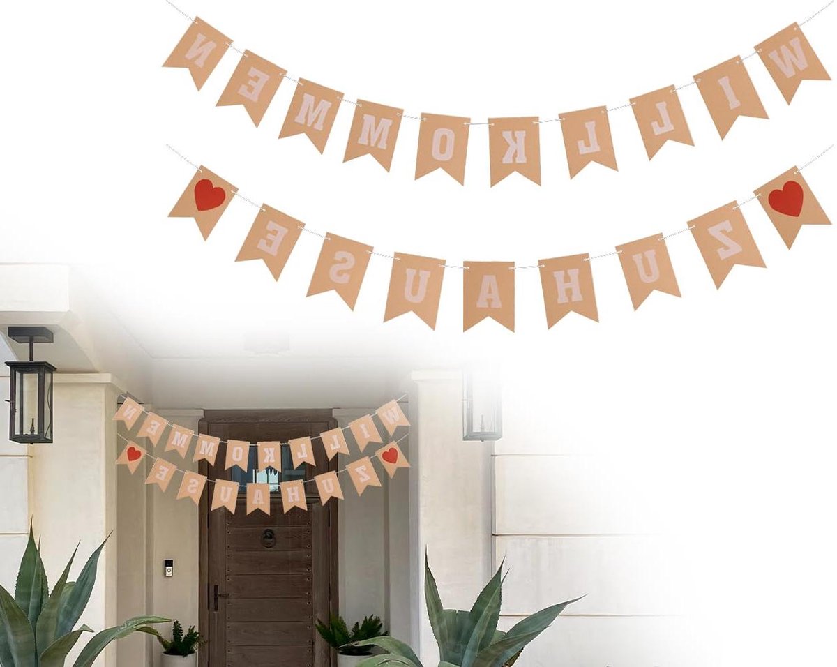   - Feestelijke welkom thuis banner voor housewarming party met familie en baby