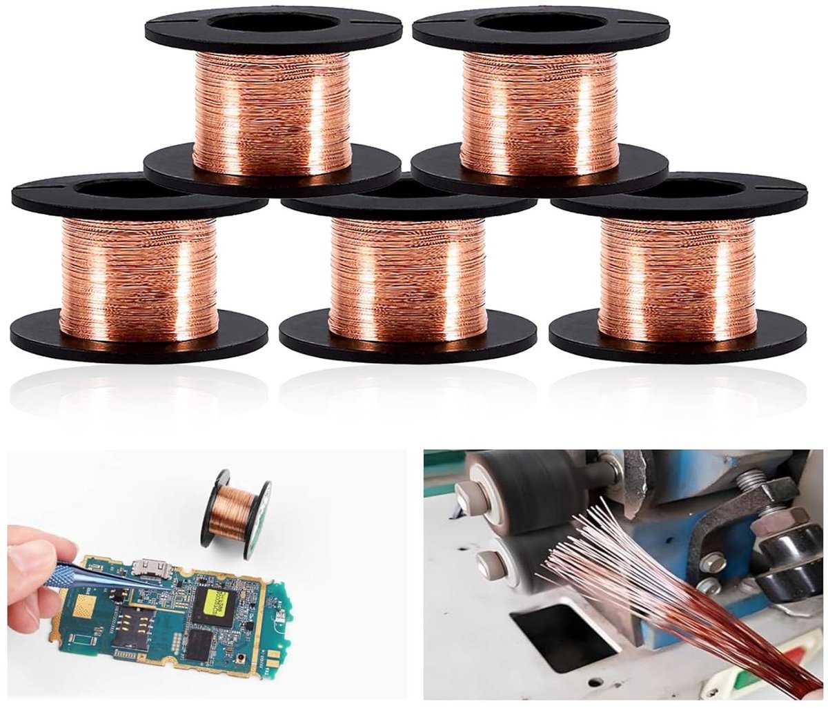 Inovra - Geëmailleerde koperdraad 5PCS 0.01 mm - Magneetwikkeldraad Geleider - Isolatielaag - Spoelen - Geïsoleerde draad . - Hobbydraad
