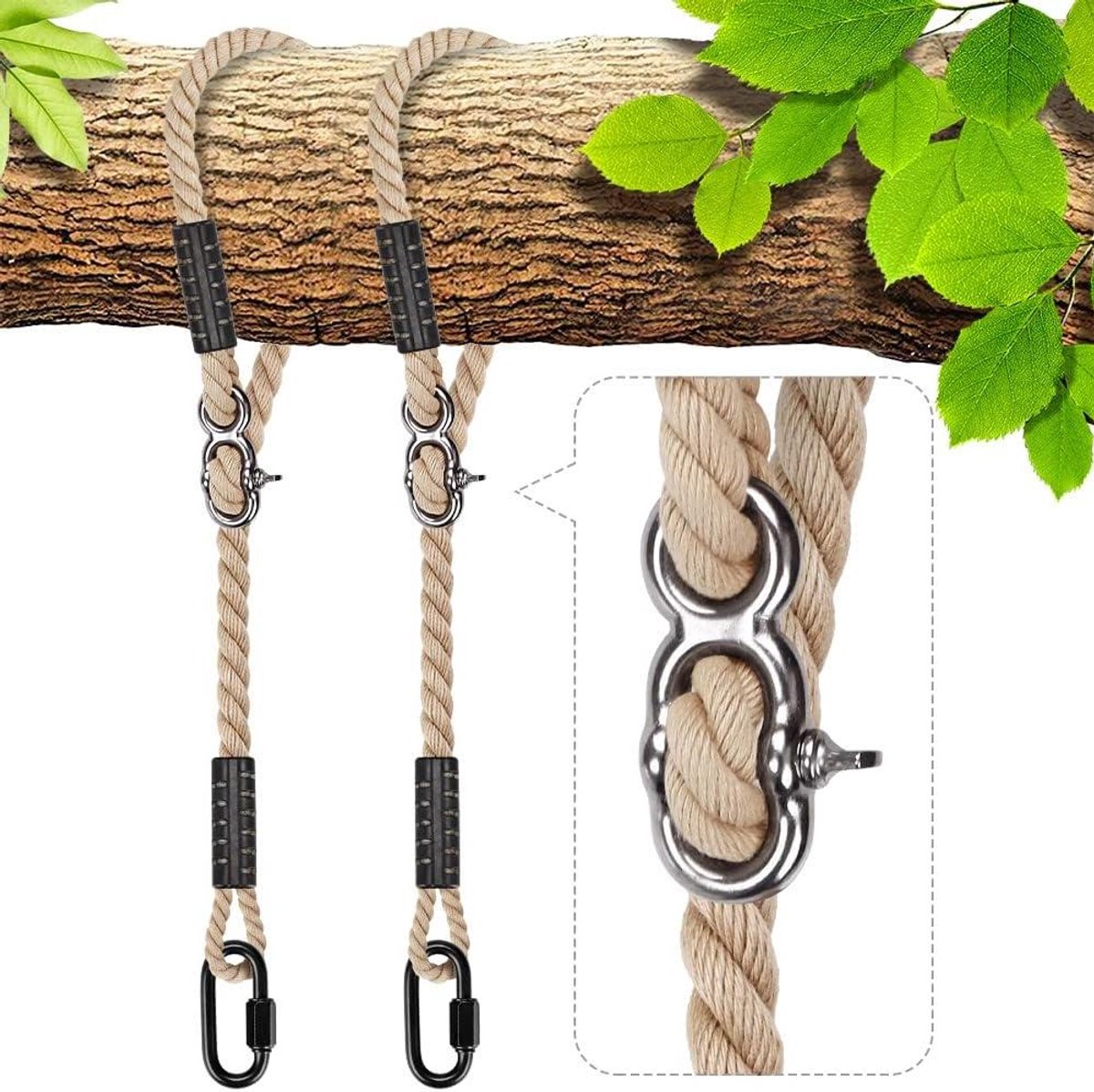   - Hangende Strap 1.5m Hangmat Schommel Touwen Verstelbaar Polyester Koord voor Buitenboomstoel Speeltuinset Accessoires Tot 1000lbs 10mm Diameter Off White