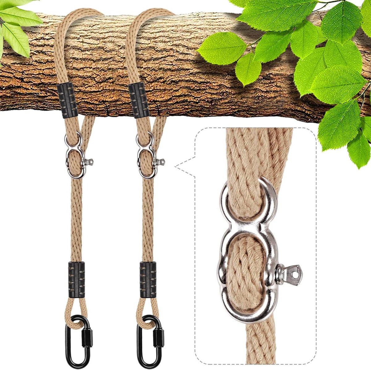   - Hangmat Schommel Touwen Verstelbaar en Uitbreidbaar - Accessoires voor Buitenschommels en Speeltoestellen - 2 Stuks - 2 Meter - Wit