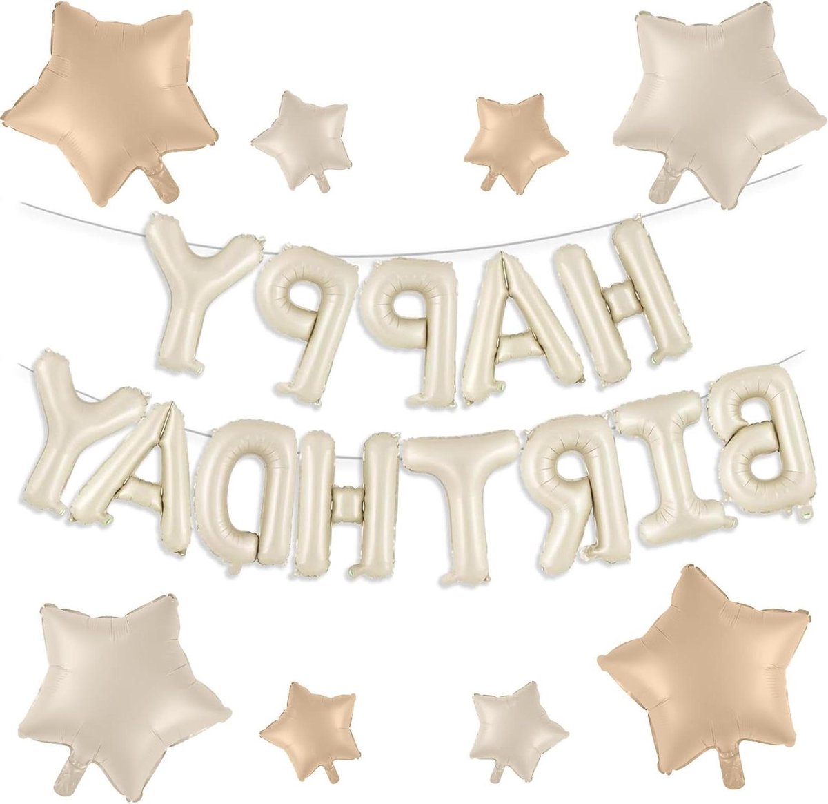 Inovra - Happy Birthday-ballonset met roze en paarse sterren 40 cm folieletters - verjaardagsdecoratie en feestartikelen . - Feestdecoratie