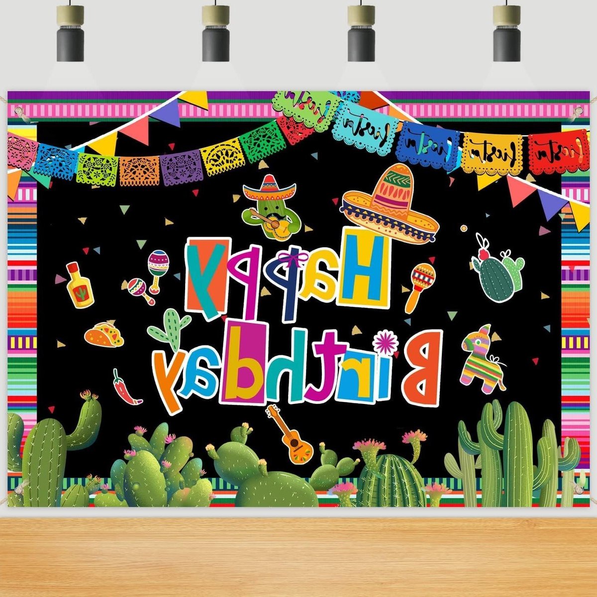   - Mexicaanse feestachtergrond voor verjaardag en Cinco De Mayo viering met feestdecoraties