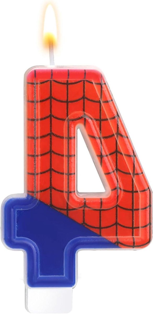 Inovra - Spiderthema Verjaardagskaarsen - Spin Verjaardagskaarsen Cijferkaars Taarttopper Kaarsen voor Jongen Verjaardagsfeest Halloween Feestbenodigdheden (4 stuks)