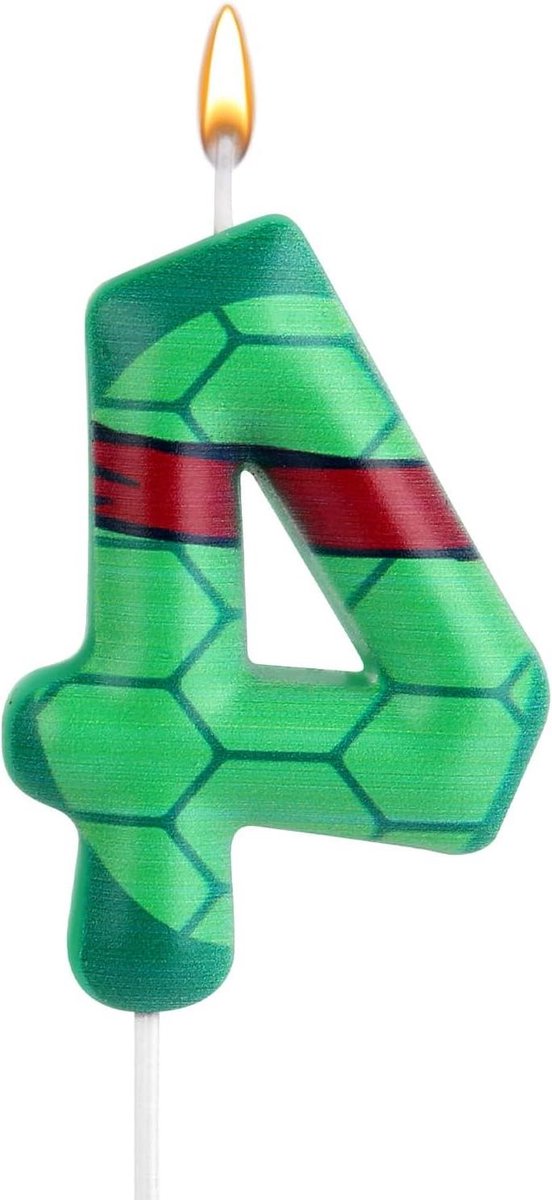 Inovra - Verjaardagskaars Schildpad Thema Nummer 4 Groene Schildpad Verjaardagstaart Topper voor Verjaardagsdecoratie