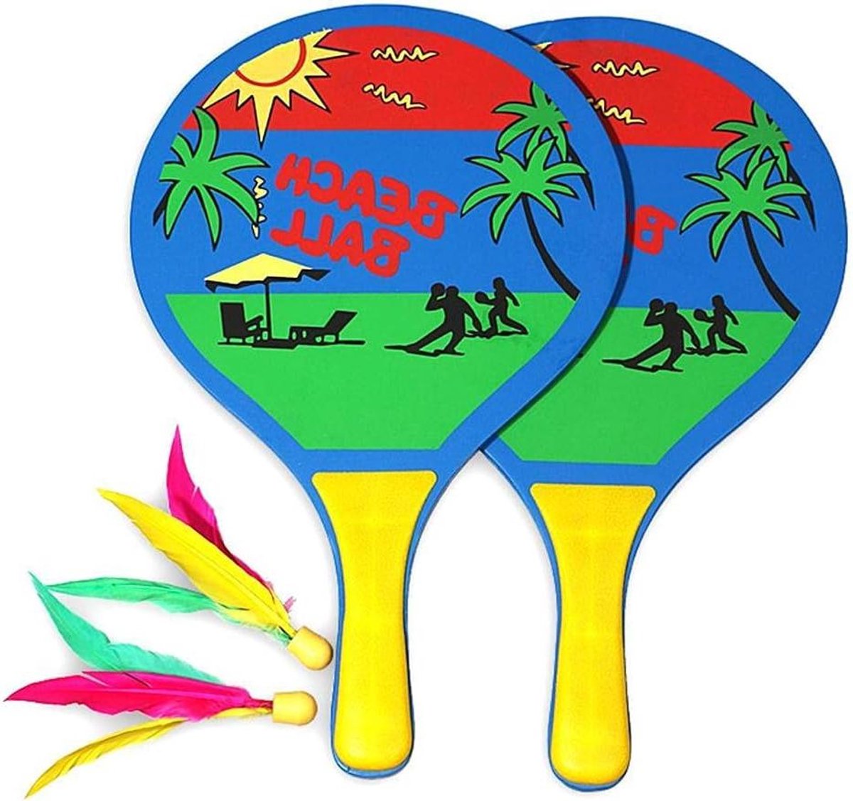   Plus - Houten Beach Paddle Racket en Bal Speelset voor Buiten - Strand Speelgoed voor Kinderen en Volwassenen
