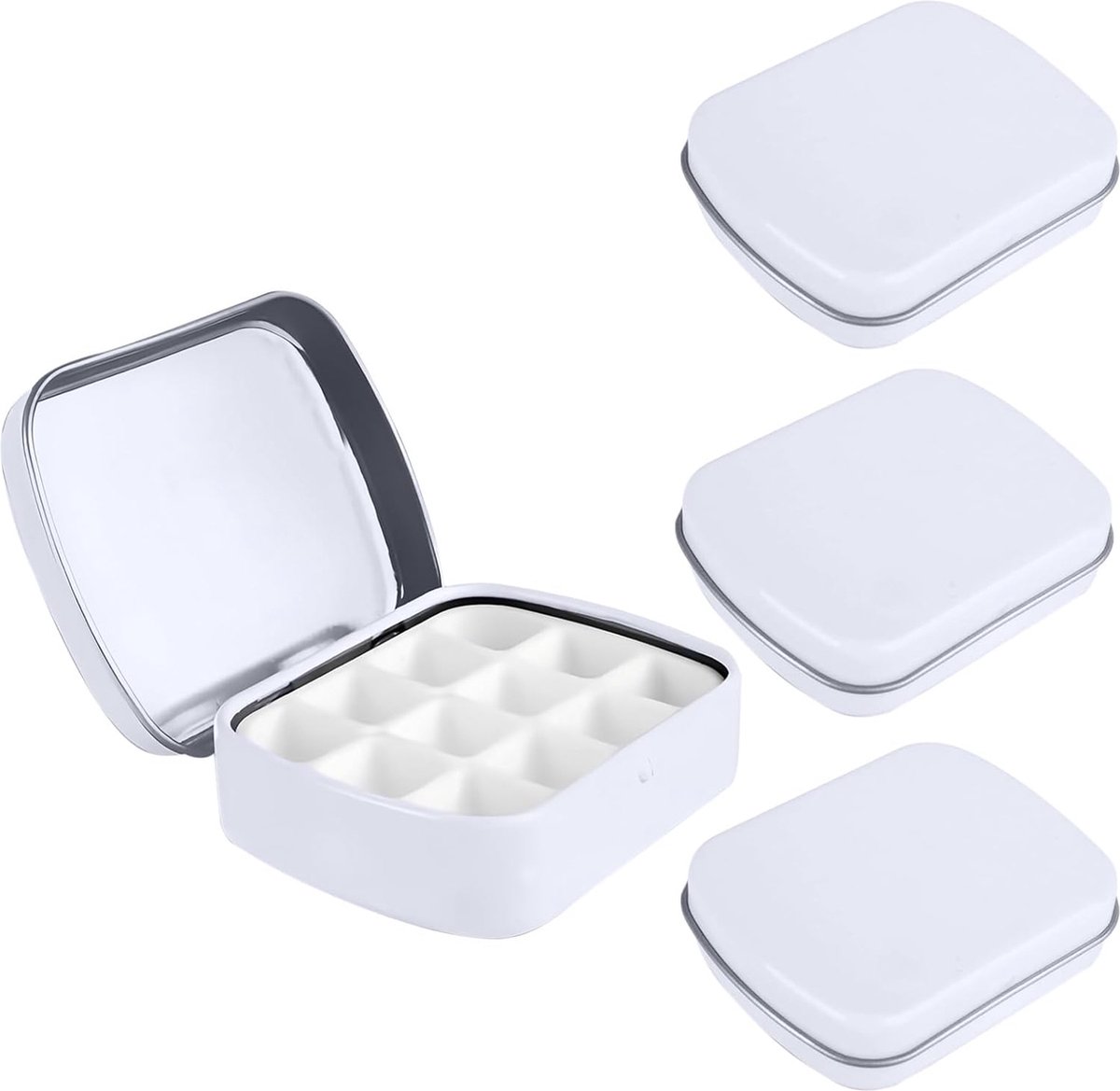   ® Compacte Mini Verfpalet Set met Deksel voor Reizen en Creatief Schilderen - 4 Stuks