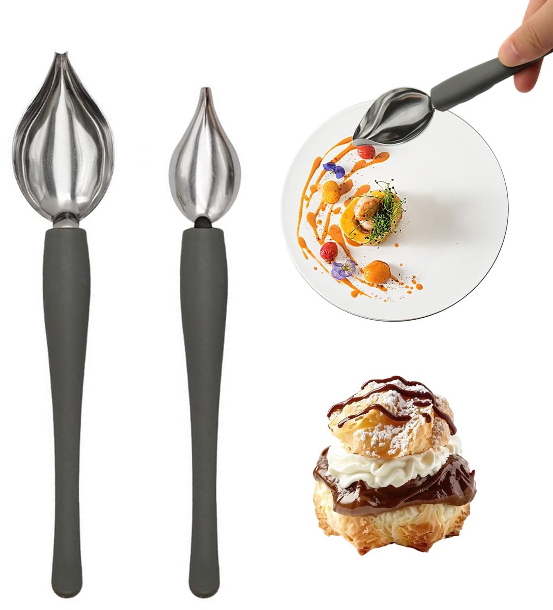 Inovra ® Kreatieve RVS Lepelset voor Keukenpresentaties en Baktoepassingen - 2 Stuks