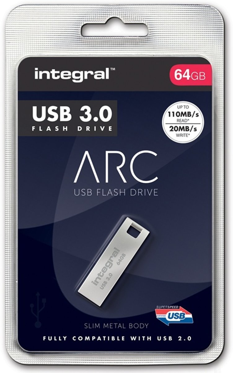 Integral ARC USB flash drive 64 GB USB Type-A 3.2 Gen 1 (3.1 Gen 1) Roestvrijstaal