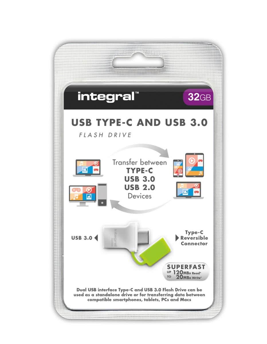 Integral Fusion USB Type-C - USB-stick - 32 GB