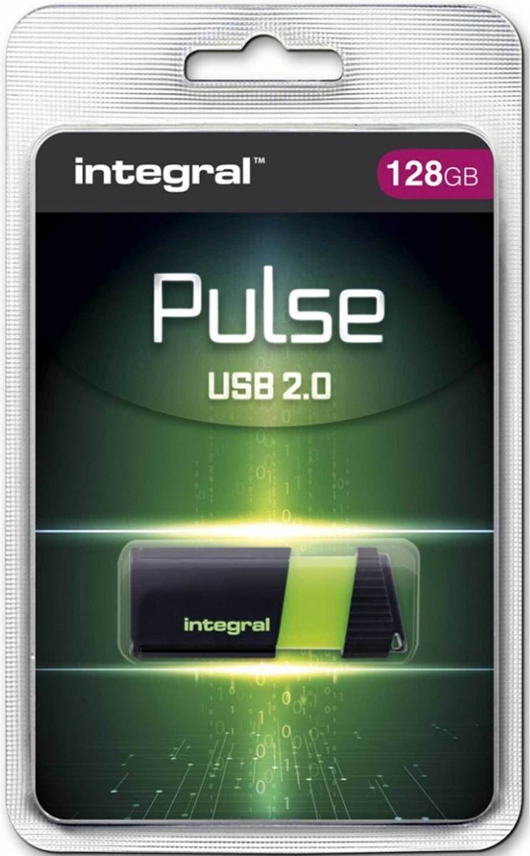 Integral Pulse 128GB USB 2.0 Capacity Zwart, Groen USB flash drive