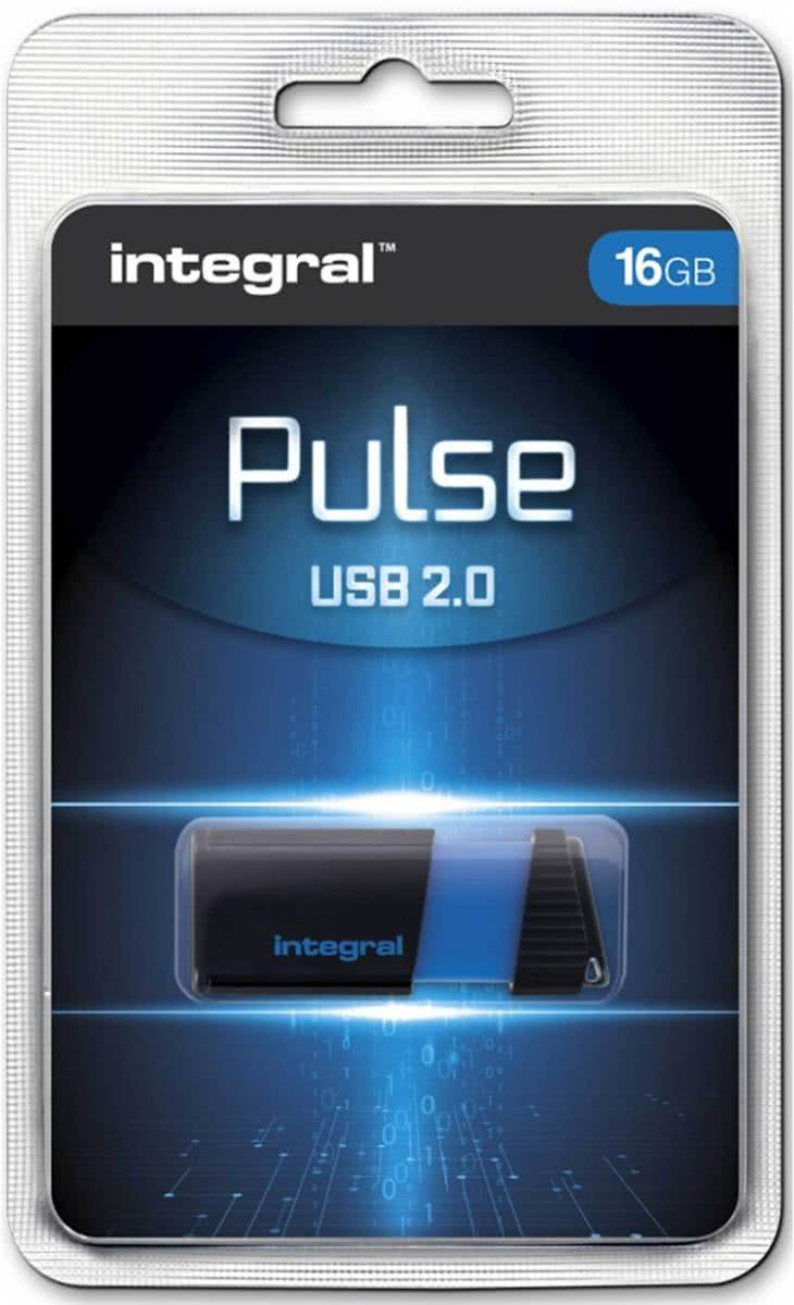 Integral Pulse 16GB USB 2.0 Type-A Zwart, Blauw USB flash drive