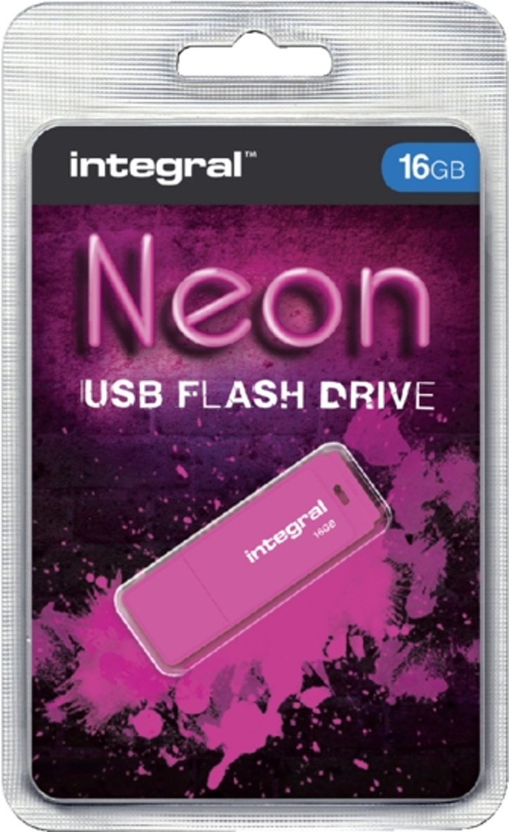 Usb-stick integral fd 16gb neon roze