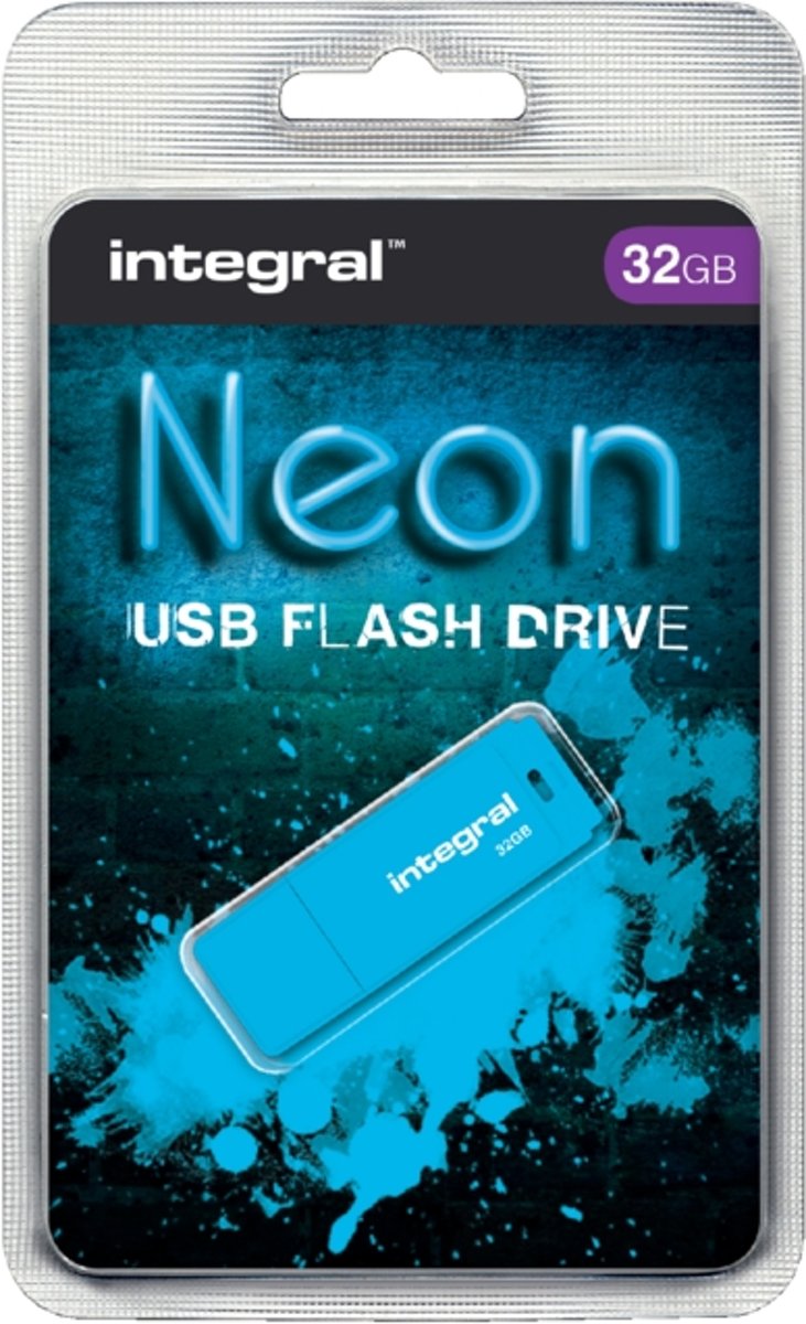 Usb-stick integral fd 32gb neon blauw