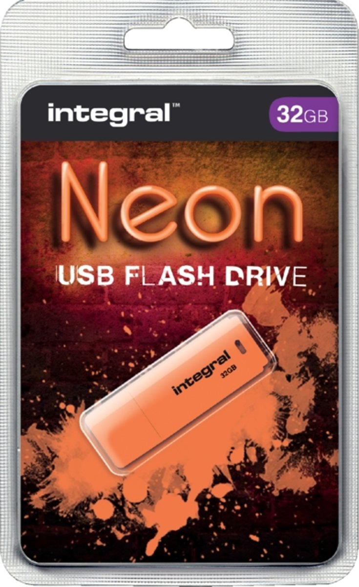 Usb-stick integral fd 32gb neon oranje