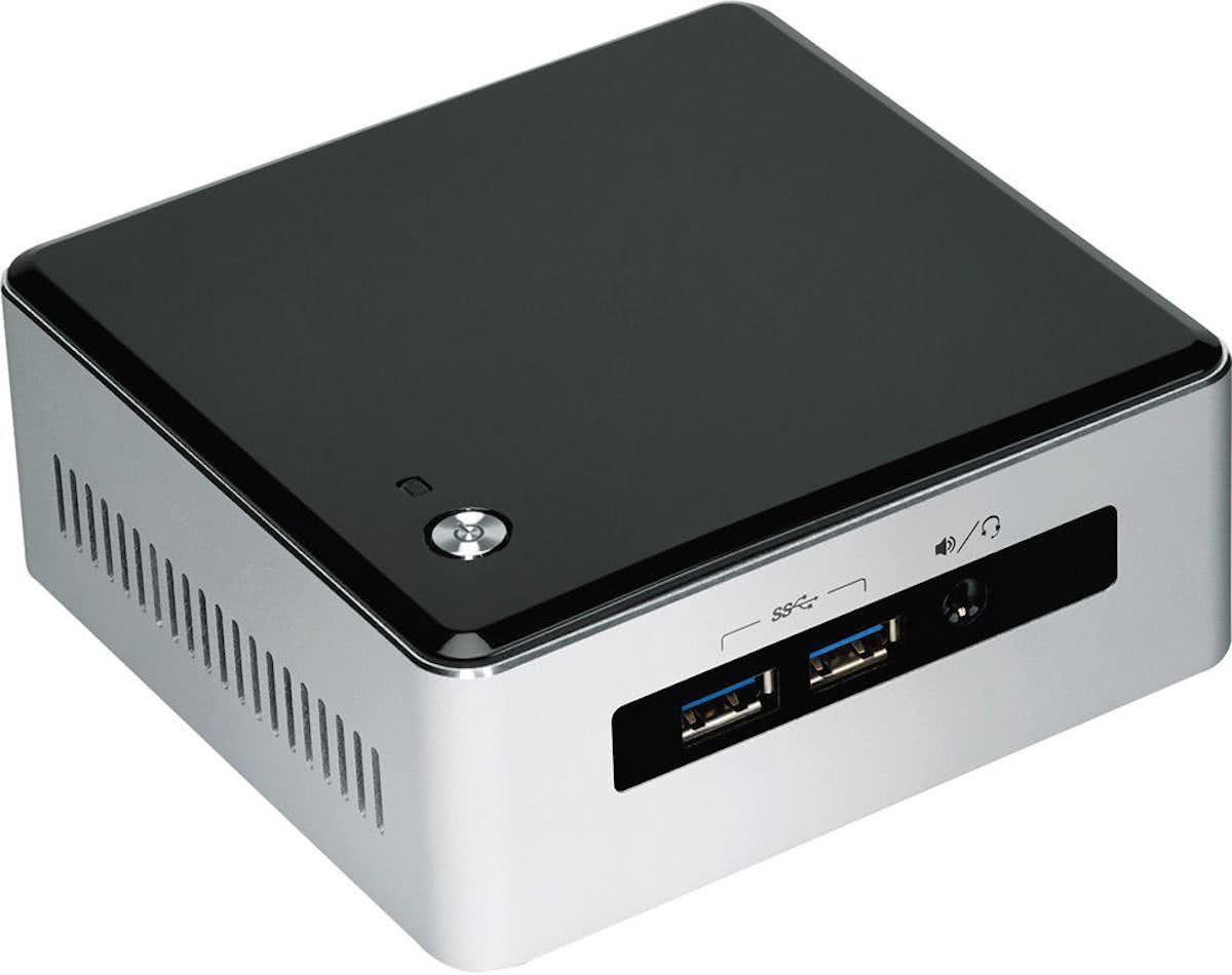 Intel BLKNUC5I3MYHE BGA1168 2.1GHz i3-5010U UCFF Zwart, Zilver PC/workstation barebone