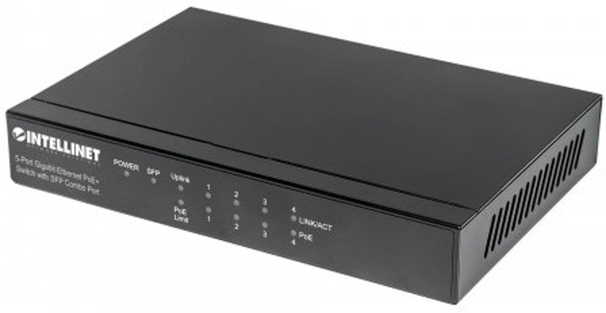 Intellinet 561174 Managed Gigabit Ethernet (10/100/1000) Power over Ethernet (PoE) Zwart netwerk-switch