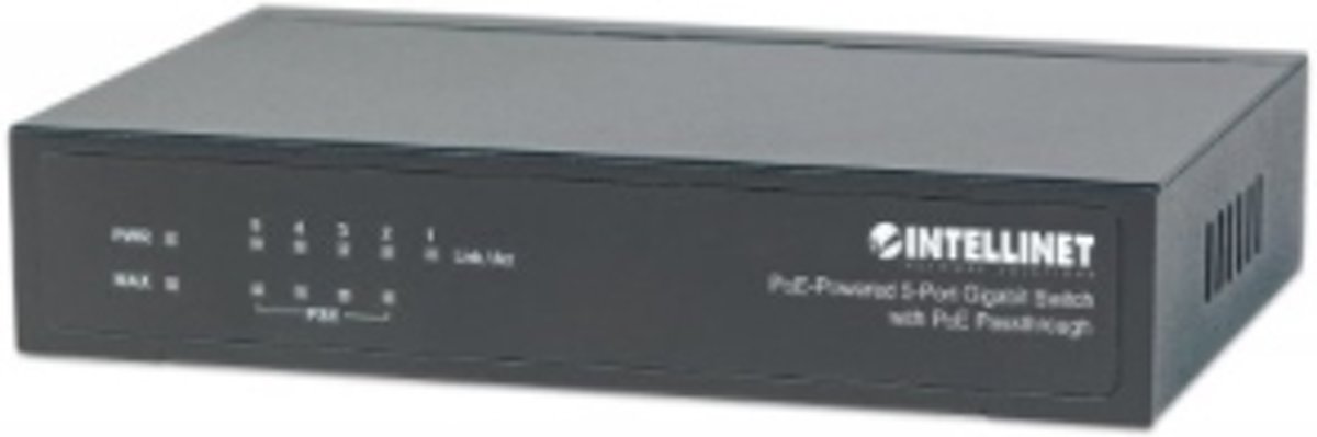 Intellinet PoE-Powered 5x Gigabit Fast Ethernet (10/100) Zwart Power over Ethernet (PoE)