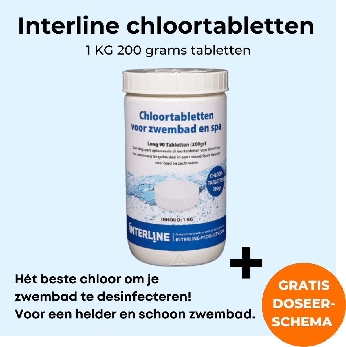   Chloortabletten 200 gram 1 kg - Inclusief doseerschema - Chloortabletten voor zwembad en jacuzzi - Chloor 200 gram - Chloortabletten voor grote en middelgrote zwembaden