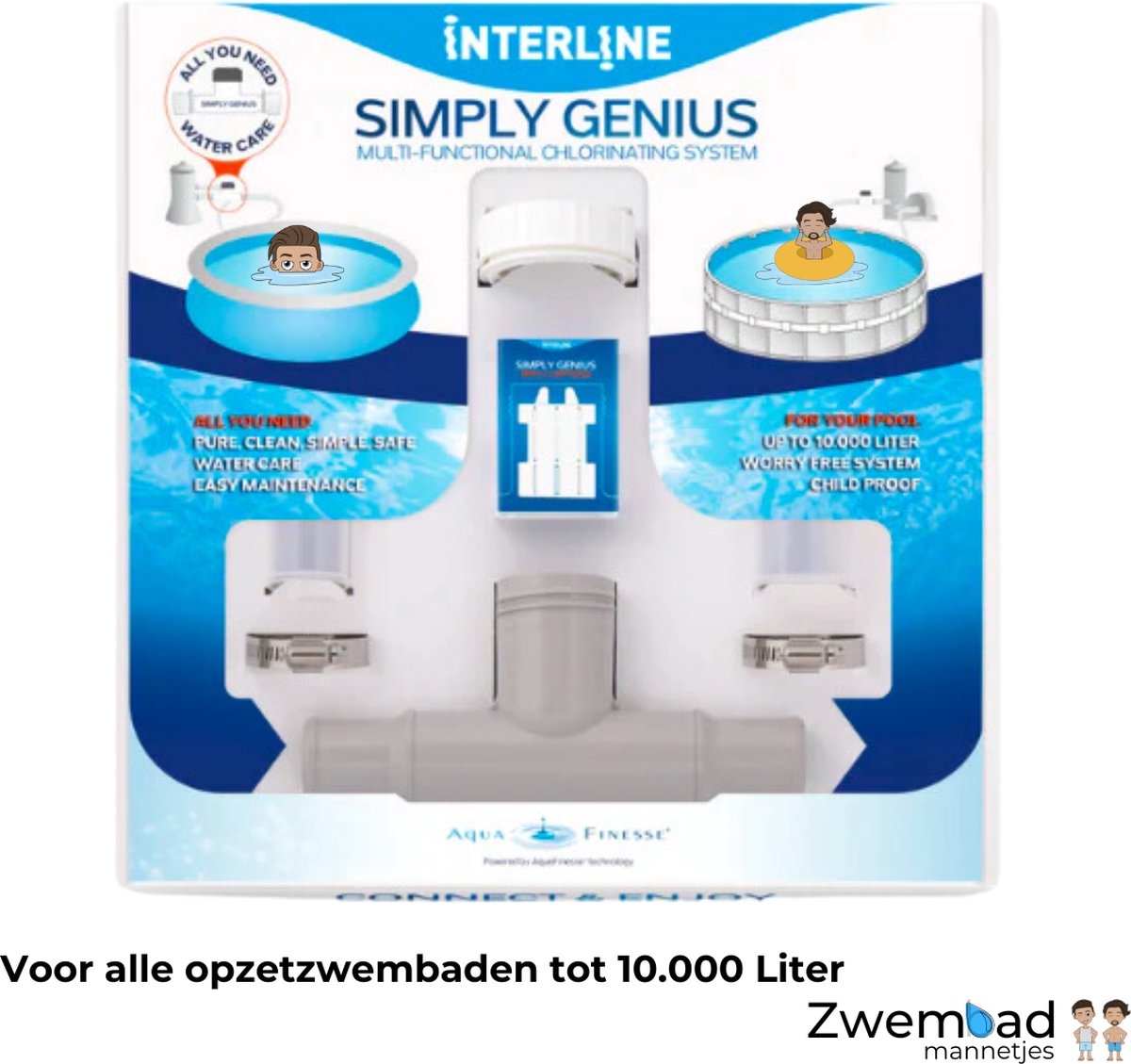   Simply Genius Starter - Zwembad Reinigingsset Starter - Zwembad Onderhoud - Simply Genius - Chloortabletten Zwembad - Zwembad - Inclusief 2 refill cartridges