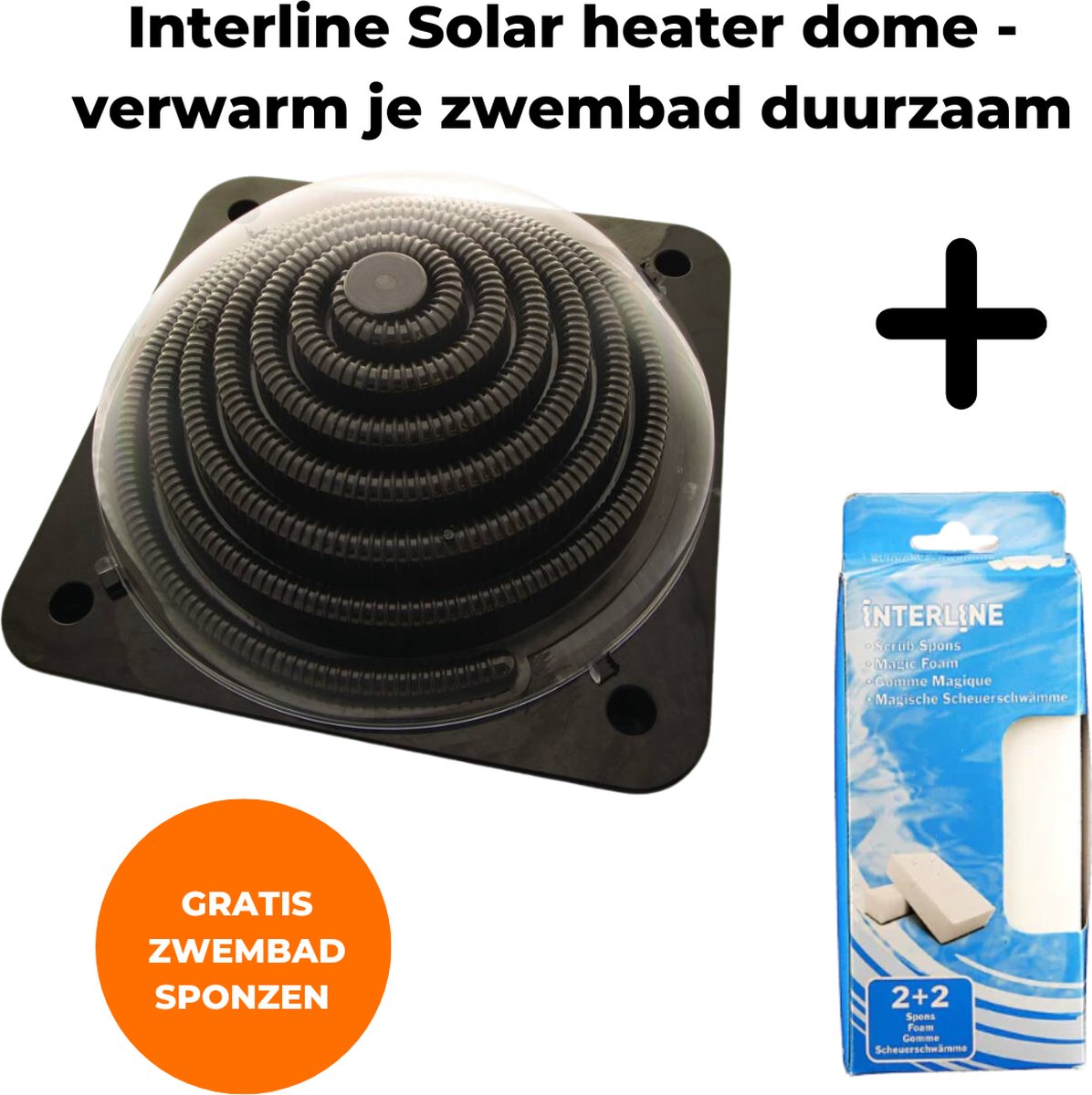 Interline Solar heater bol 5L - Zonneverwarming zwembad - Geschikt voor zwembaden tot 7000L - Meerdere aansluiten voor groter zwembad