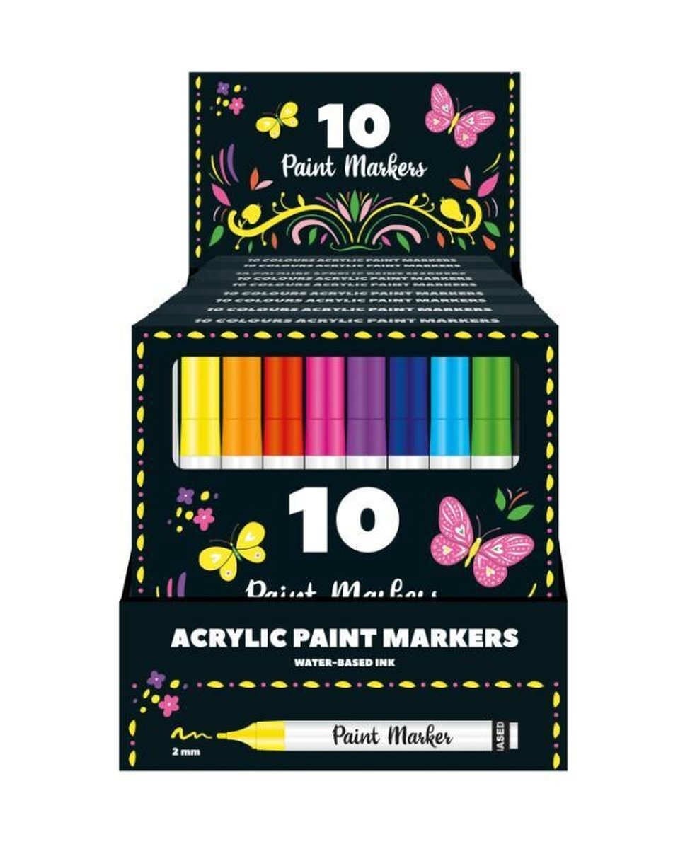 Display - 10 sets met 10 Acryl verfstiften