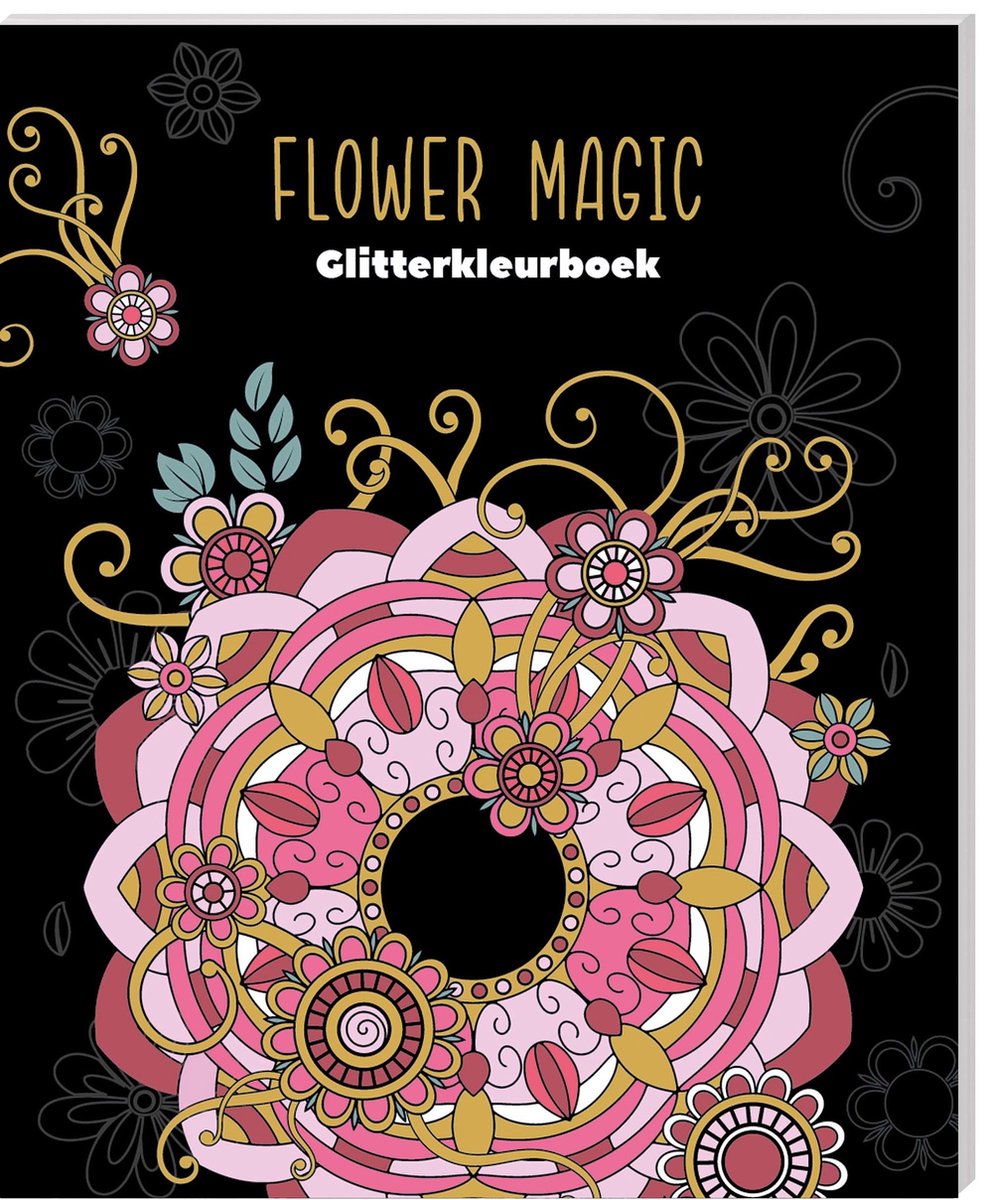 Flower Magic - Glitterkleurboek - Ultimate Black edition