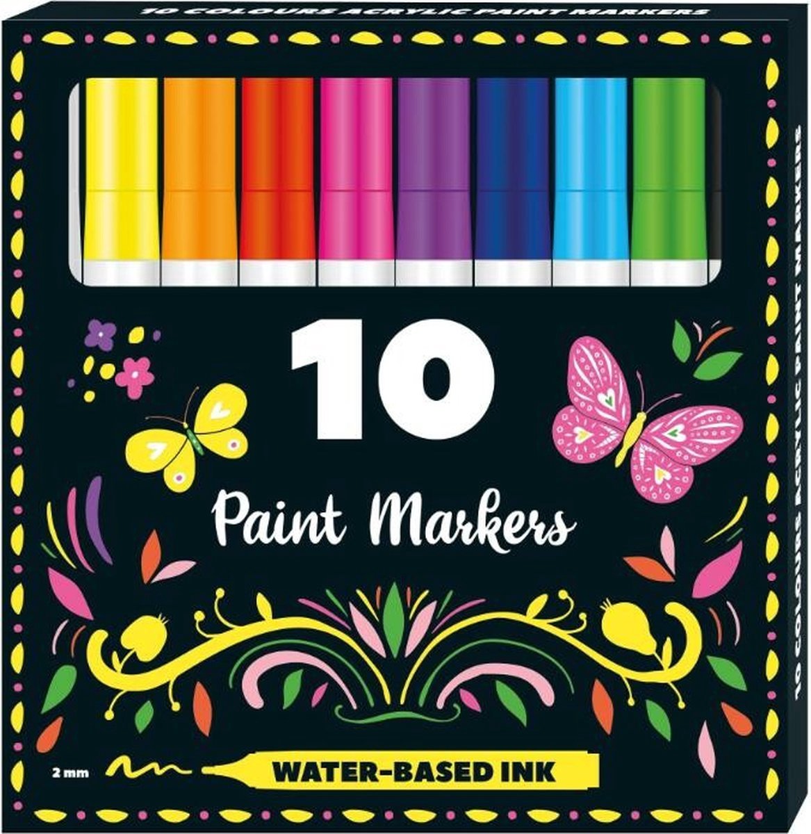 Set Van 10 Permanent Acryl Verfstiften Paint Markers - Punt 2 mm