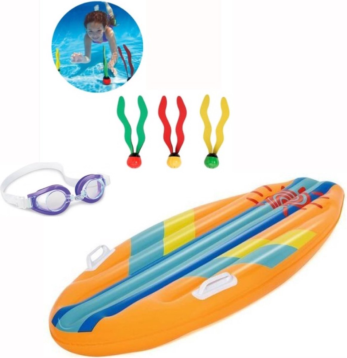   Duikbril Duikballen Surfboard voor Kinderen - Onderwater Speelgoed Zwembad Duiken Zwemmen Zwembadspelletjes