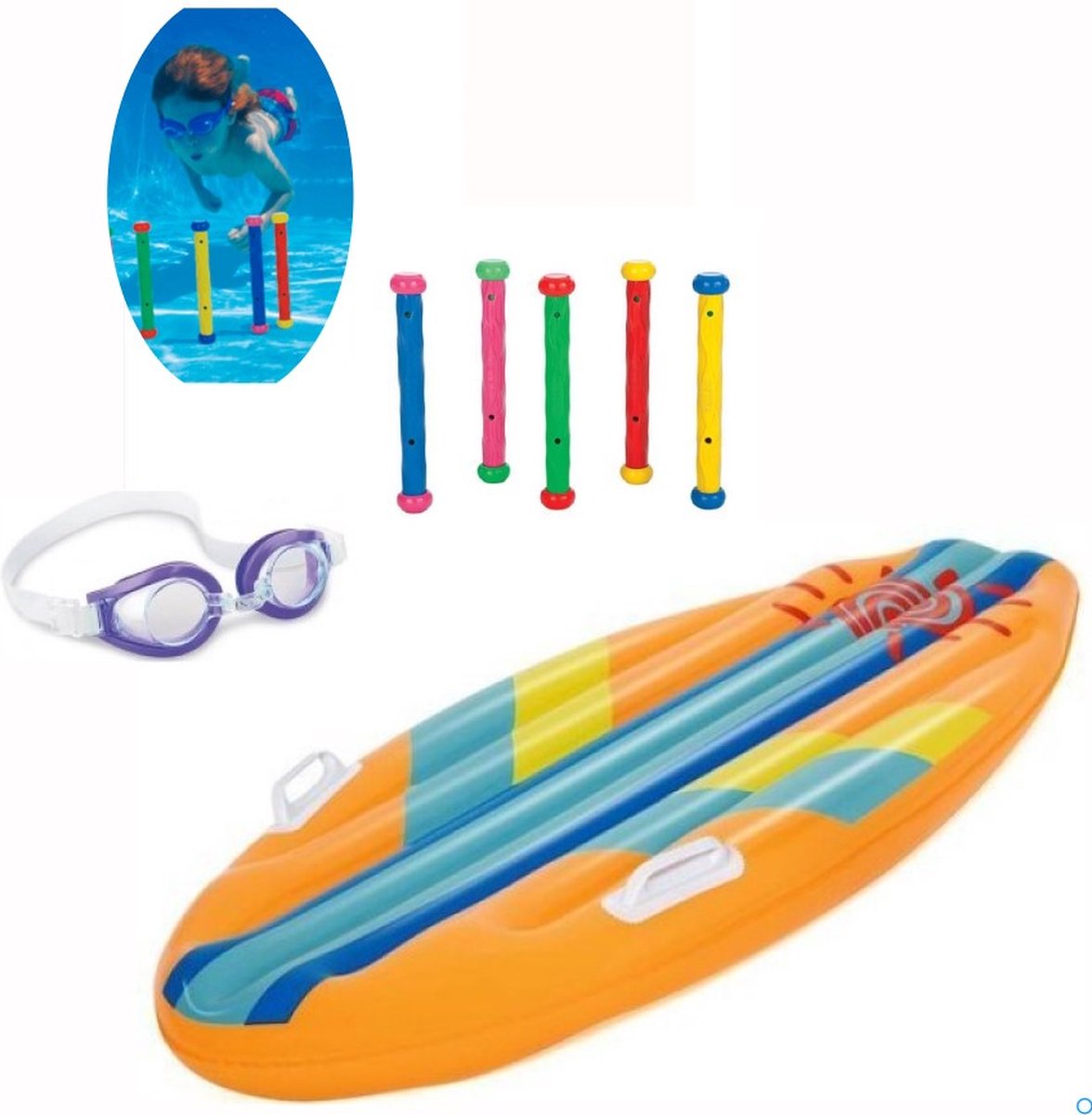   Duikbril Duikstokken Duiksticks Surfboard voor Kinderen - Onderwater Speelgoed Zwembad Duiken Zwemmen Zwembadspelletjes