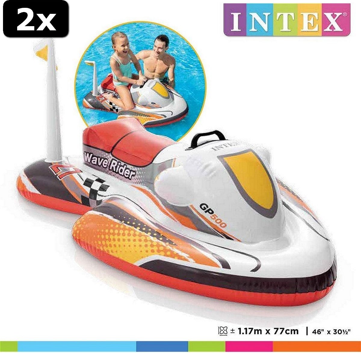 2x Intex Wave Rider Ride-On Rood 117x77cm