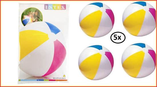 5x Strandbal opblaasbaar 61 cm Intex