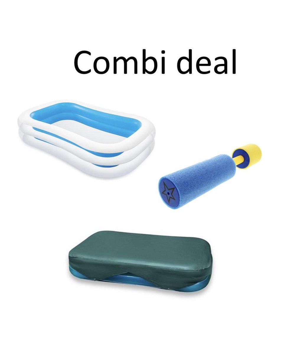 Combi Deal - Intex Familie Zwembad 262x175x56cm - Blauwe zwembad - Met Afdekhoes - Met Foam Waterspuiter Blauw