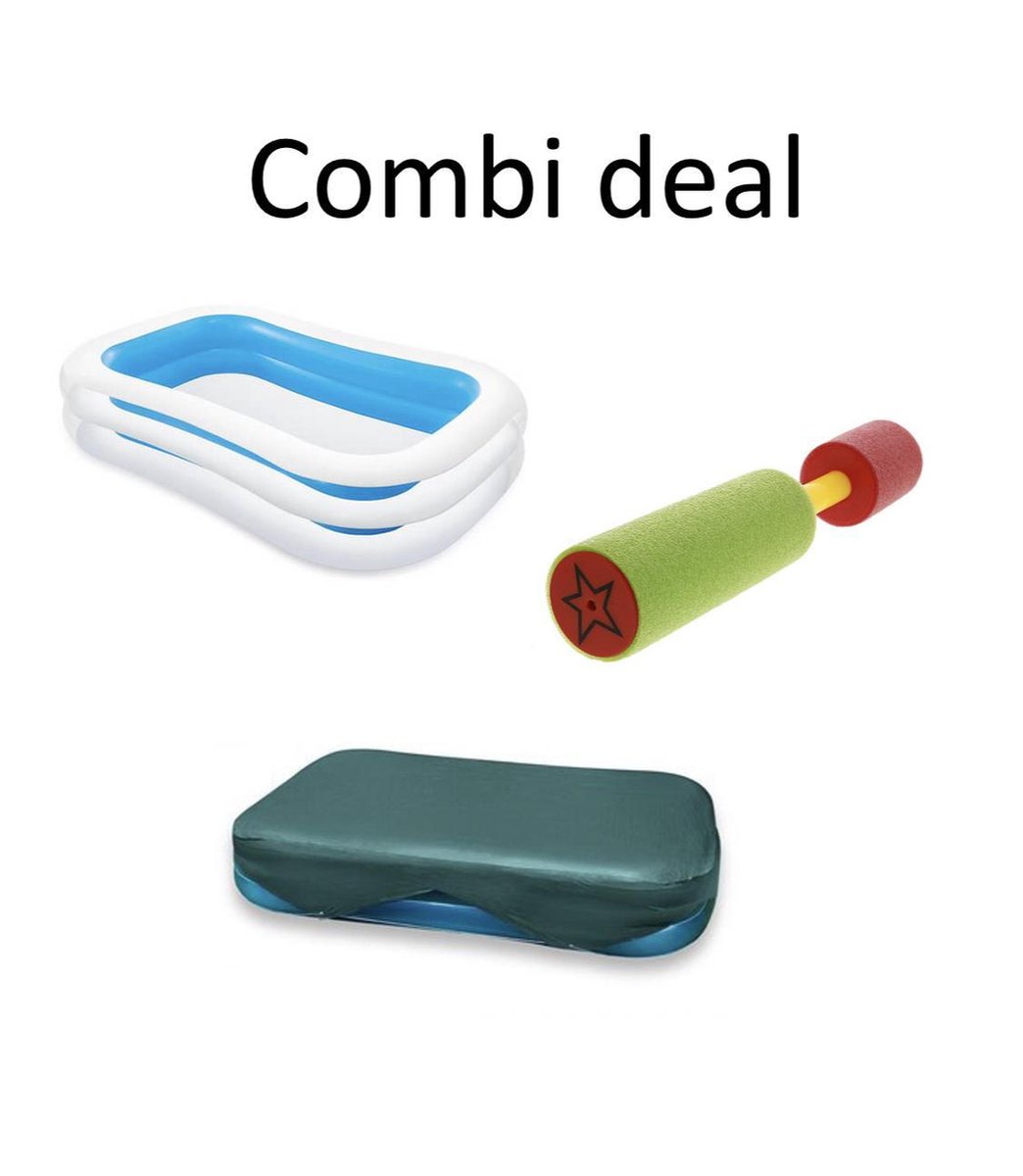 Combi Deal - Intex Familie Zwembad 262x175x56cm - Blauwe zwembad - Met Afdekhoes - Met Foam Waterspuiter Groen