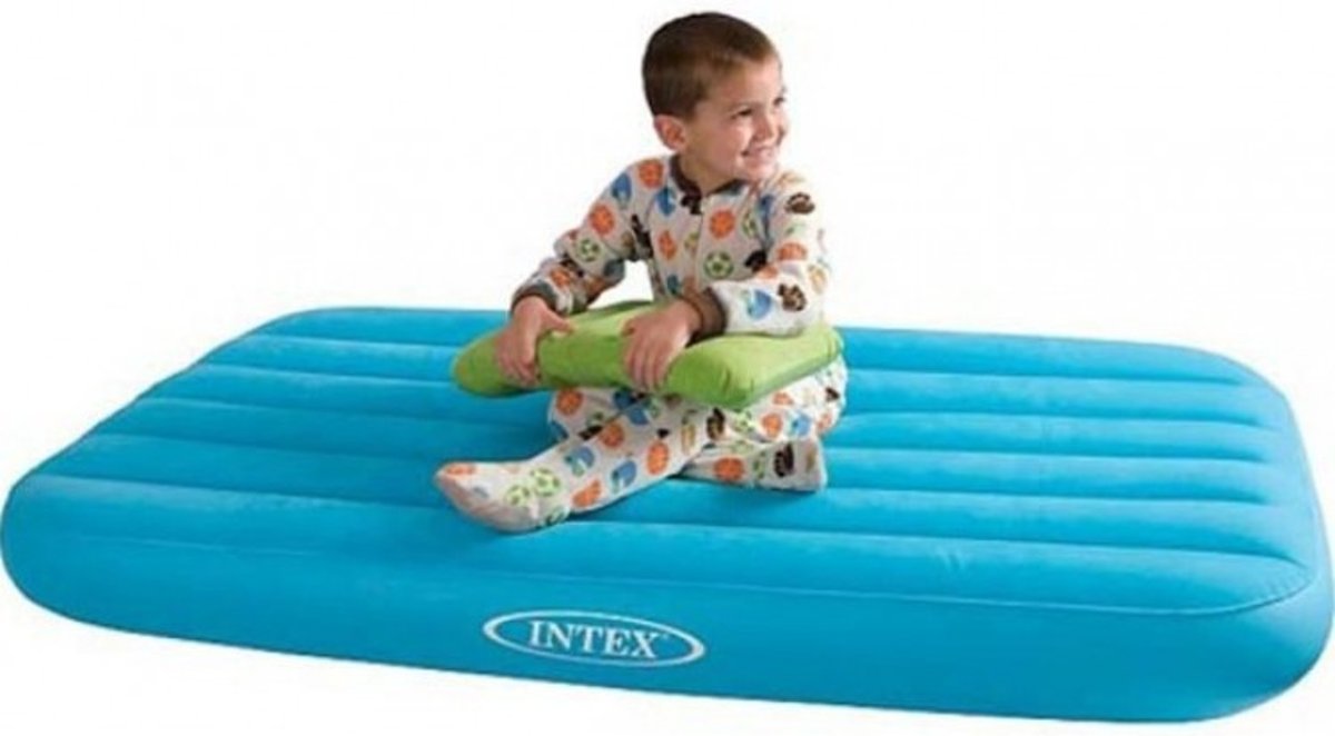 INTEX KINDERLUCHTBED BLAUW + Reperatieset