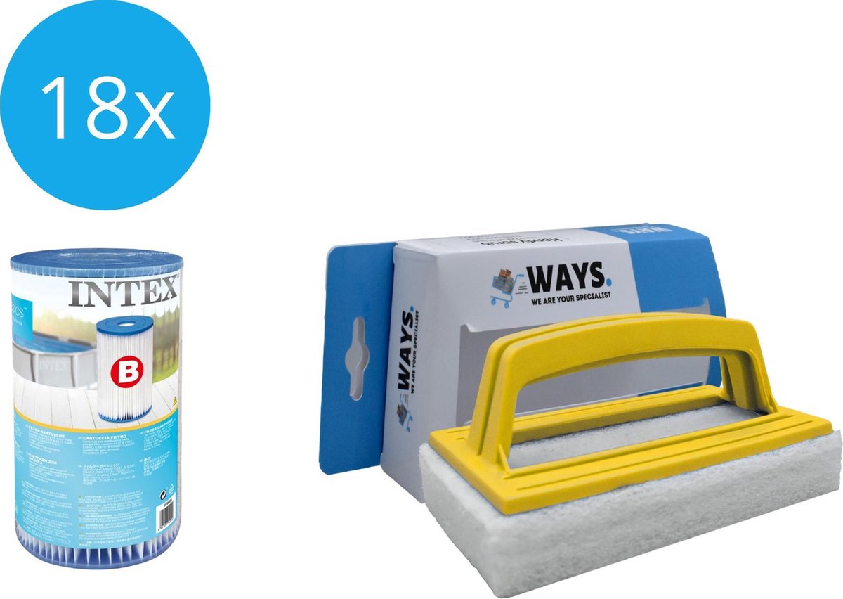   - Filter type B - 18 stuks - Geschikt voor filterpomp 28634GS & WAYS scrubborstel