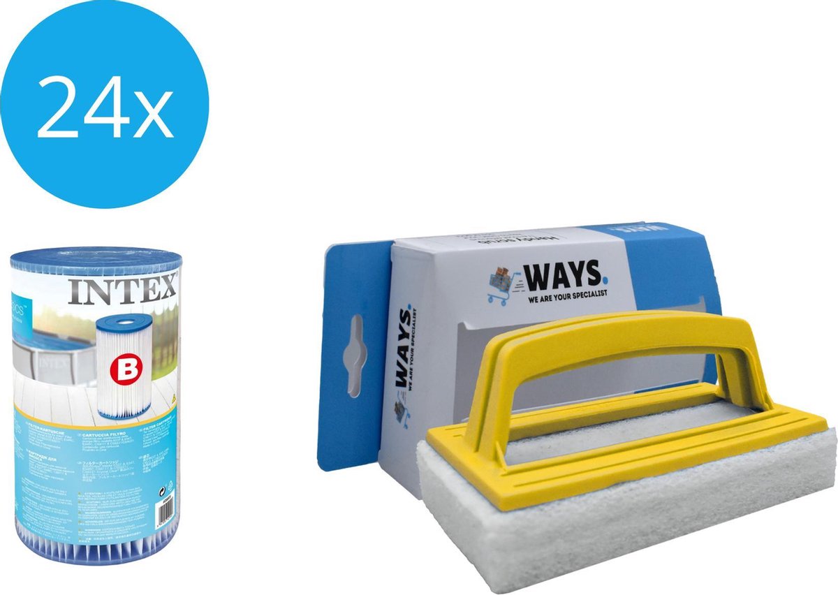   - Filter type B - 24 stuks - Geschikt voor filterpomp 28634GS & WAYS scrubborstel