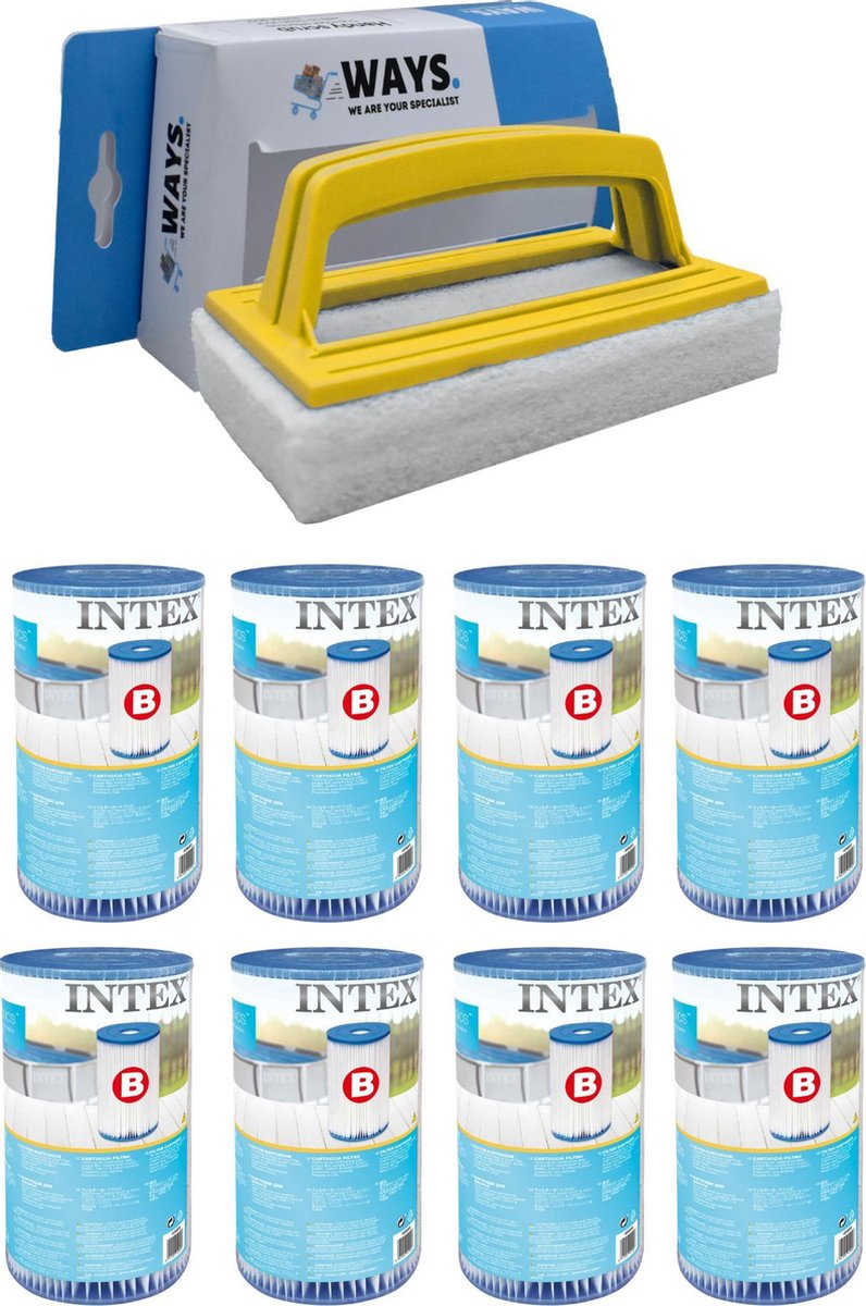   - Filter type B - 8 stuks - Geschikt voor filterpomp 28634GS & WAYS scrubborstel