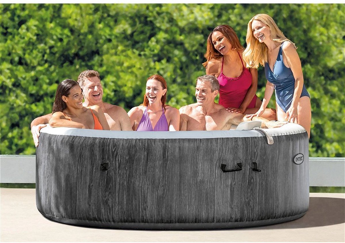 Intex 28442 PureSpa Greywood De Luxe Bubble Massage Jaccuzi 6-persoons Set