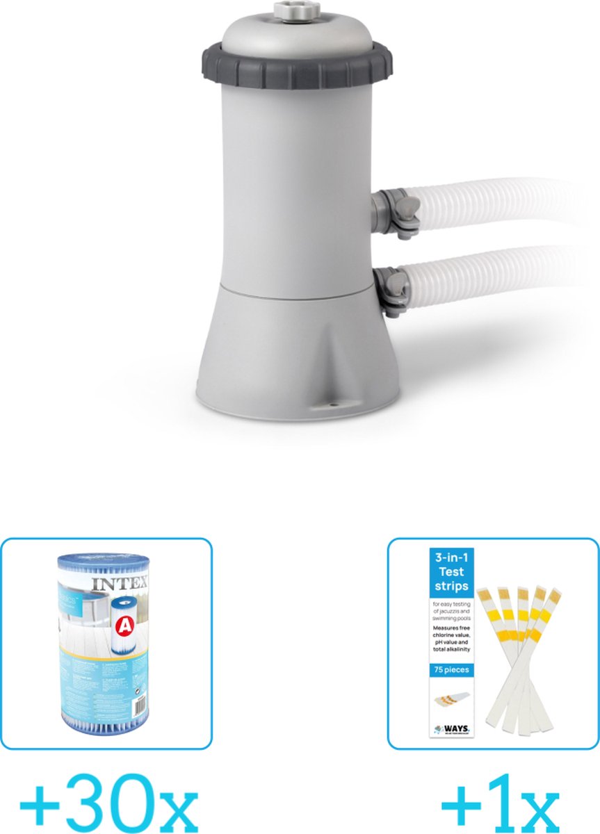   28604GS Filterpomp - 2.271 liter per uur inclusief   Filter Cardridge - Type A (30 stuks) & WAYS Testrips (1 stuks)