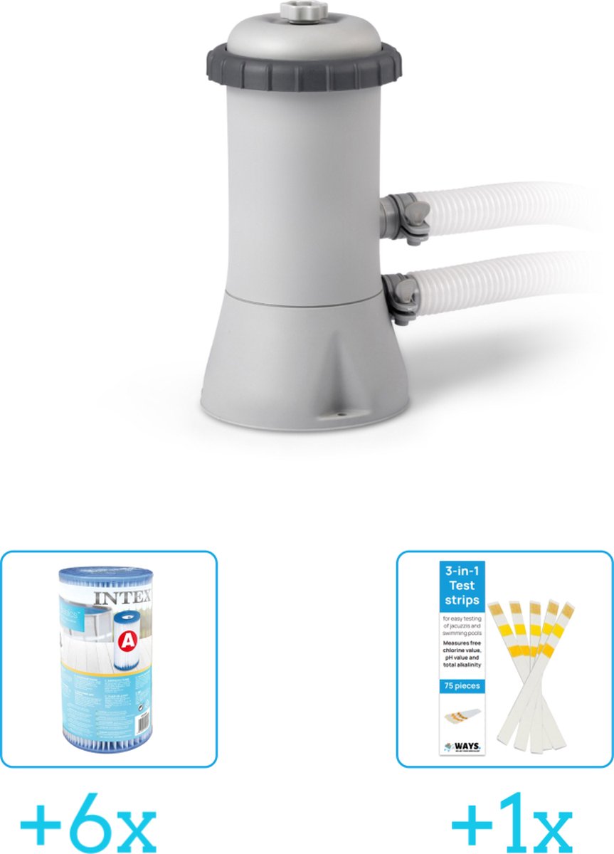   28604GS Filterpomp - 2.271 liter per uur inclusief   Filter Cardridge - Type A (6 stuks) & WAYS Testrips (1 stuks)