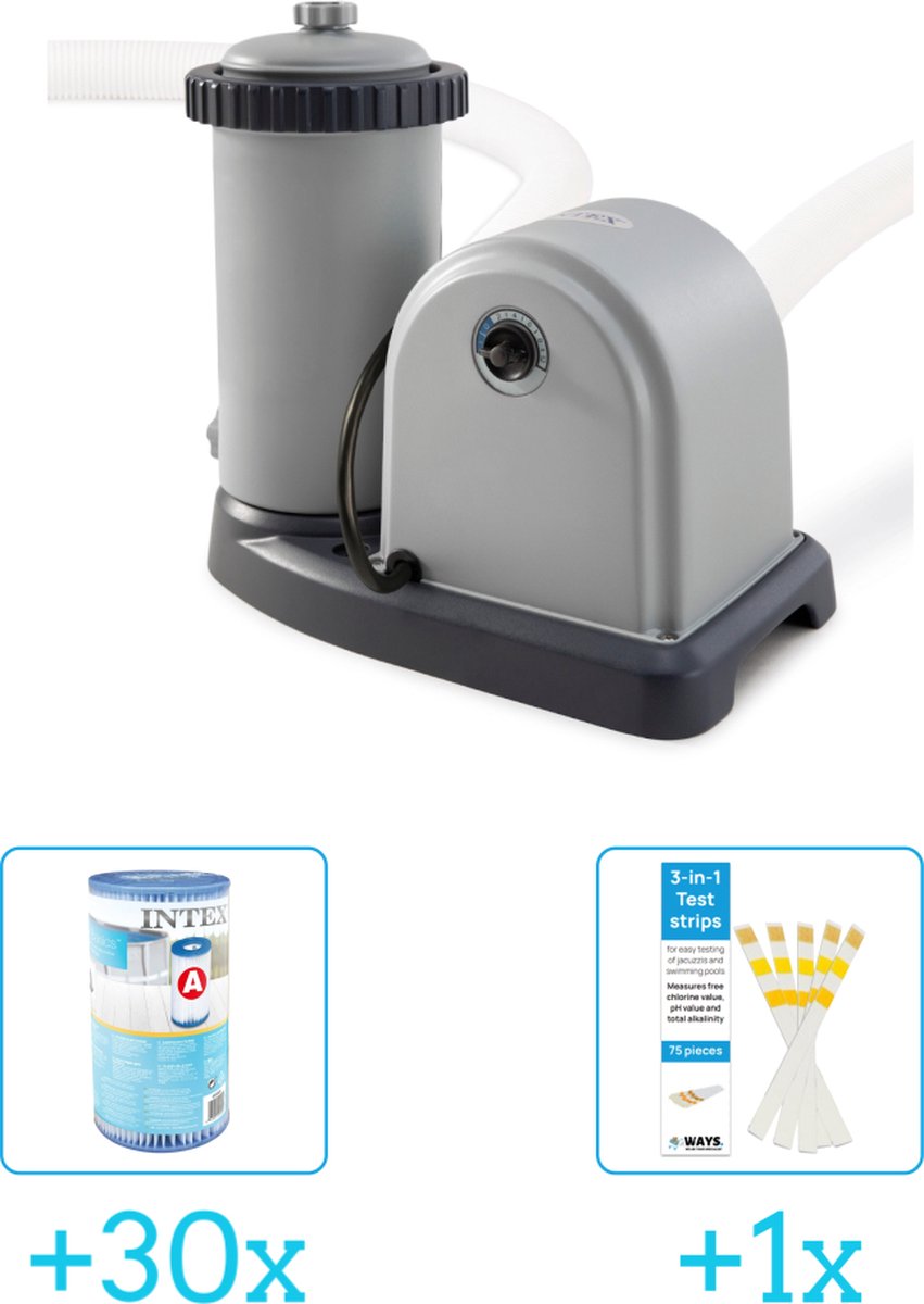   28636GS Filterpomp - 5.678 liter per uur inclusief   Filter Cardridge - Type A (30 stuks) & WAYS Testrips (1 stuks)