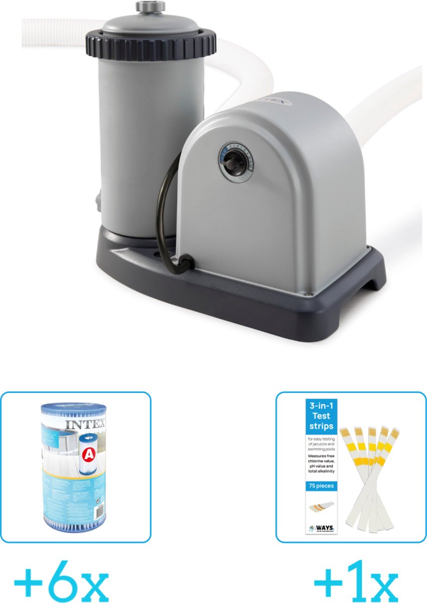   28636GS Filterpomp - 5.678 liter per uur inclusief   Filter Cardridge - Type A (6 stuks) & WAYS Testrips (1 stuks)