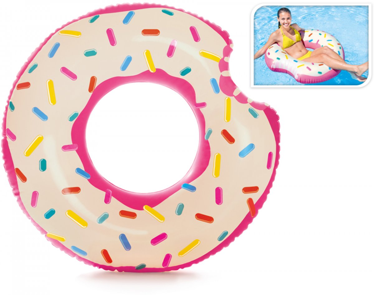   Donut Zwemring -   - Drijfband - 107 cm -  Voor Op Het Water - In De Zwembad - Op Vakantie - Roze Ringband Donut Met Gekleurde Spikkels -