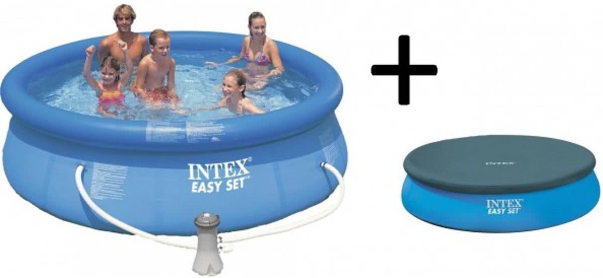   Easy Set Opblaasbaar Zwembad - 244 cm - Inclusief Filterpomp en Afdekhoes