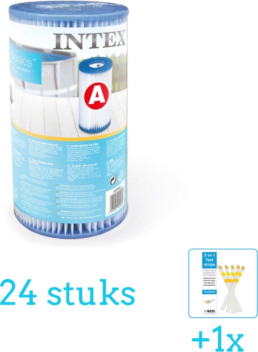   Filter Cardridge - Type A - 24 stuks - Voordeelverpakking - Inclusief WAYS Testrips (1 stuks) - Type A filter -   Filter - Geschikt voor 28604GS - 28636GS - 28638GS Pomp