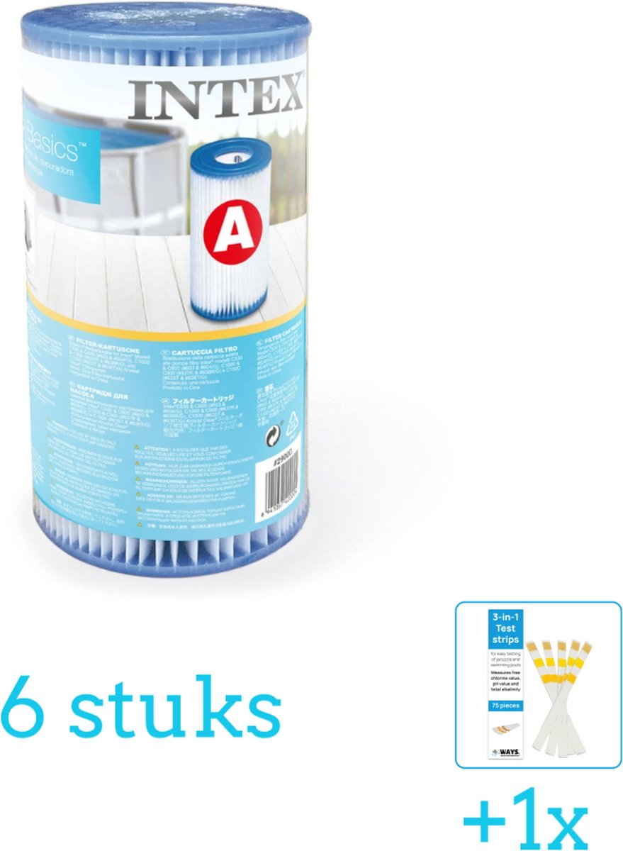   Filter Cardridge - Type A - 6 stuks - Voordeelverpakking - Inclusief WAYS Testrips (1 stuks) - Type A filter -   Filter - Geschikt voor 28604GS - 28636GS - 28638GS Pomp