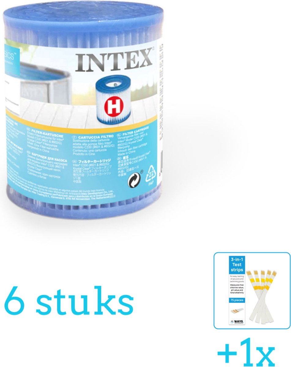   Filter Cardridge - Type H - 6 stuks - Voordeelverpakking - Inclusief WAYS Testrips (1 stuks) - Type H filter -   Filter - Geschikt voor 28602GS Pomp